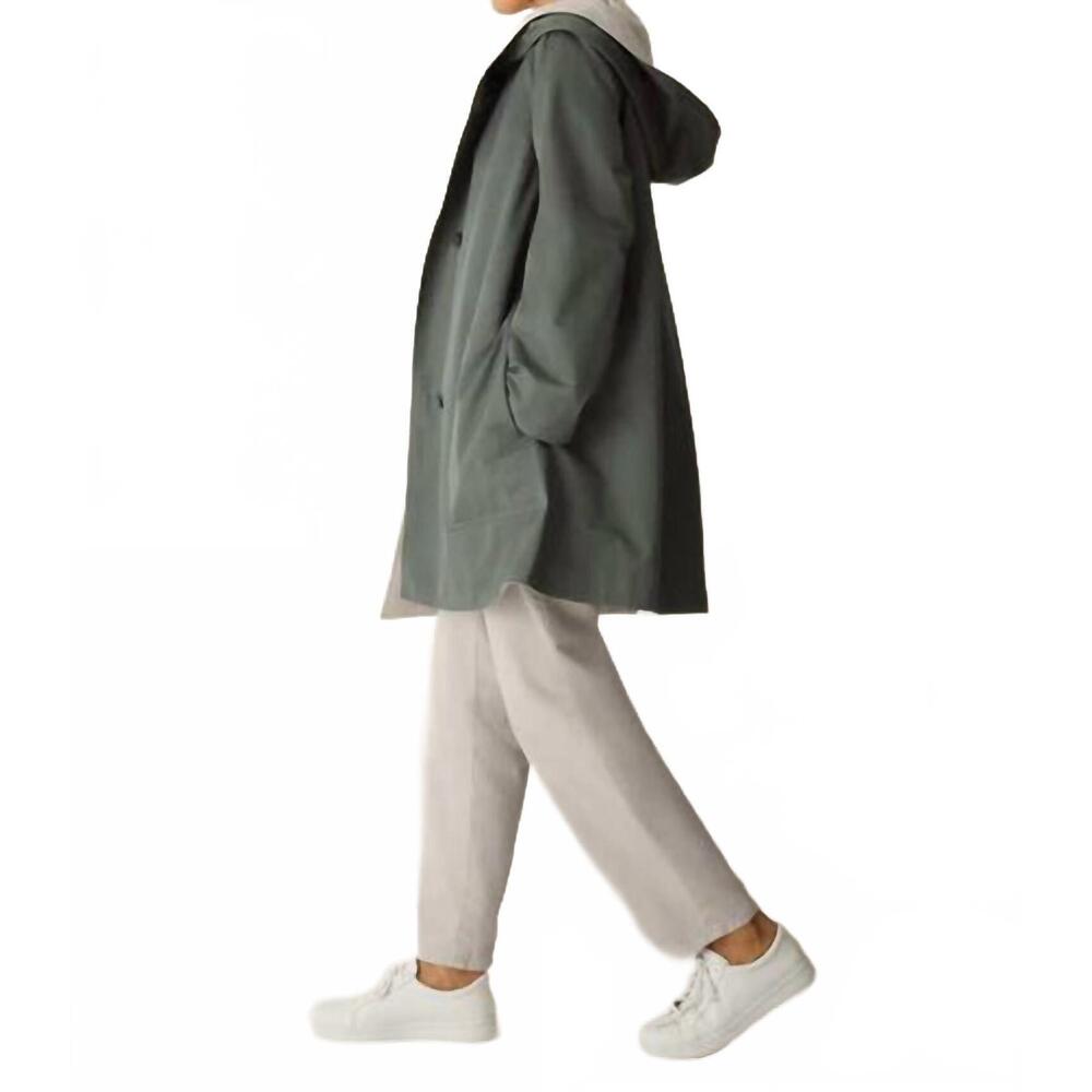 NEW EILEEN FISHER cotton nylon hooded coat in bayleaf - Picture 3 of 4